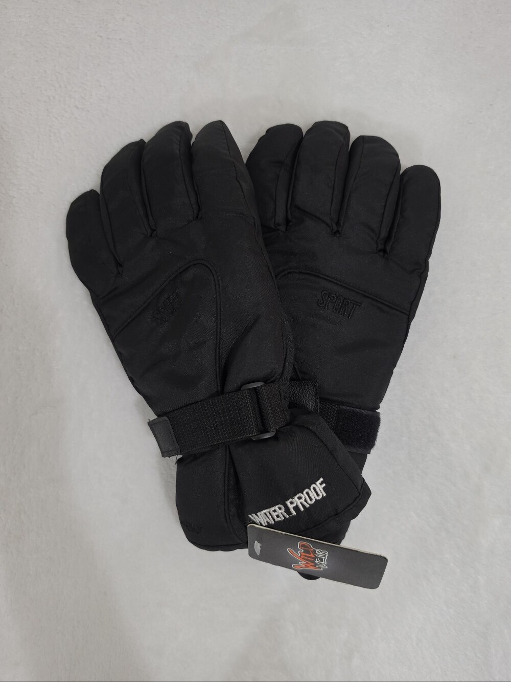 Wild Wear Waterproof Fleece Lined Winter Ski Gloves in Black Size M